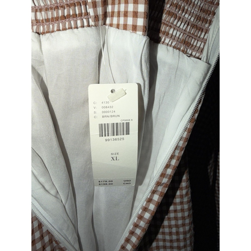 NEW $178 Anthropologie Maeve Midi Dress Brown Halter Bow Front‎ Gingham Size XL - Picture 6 of 9